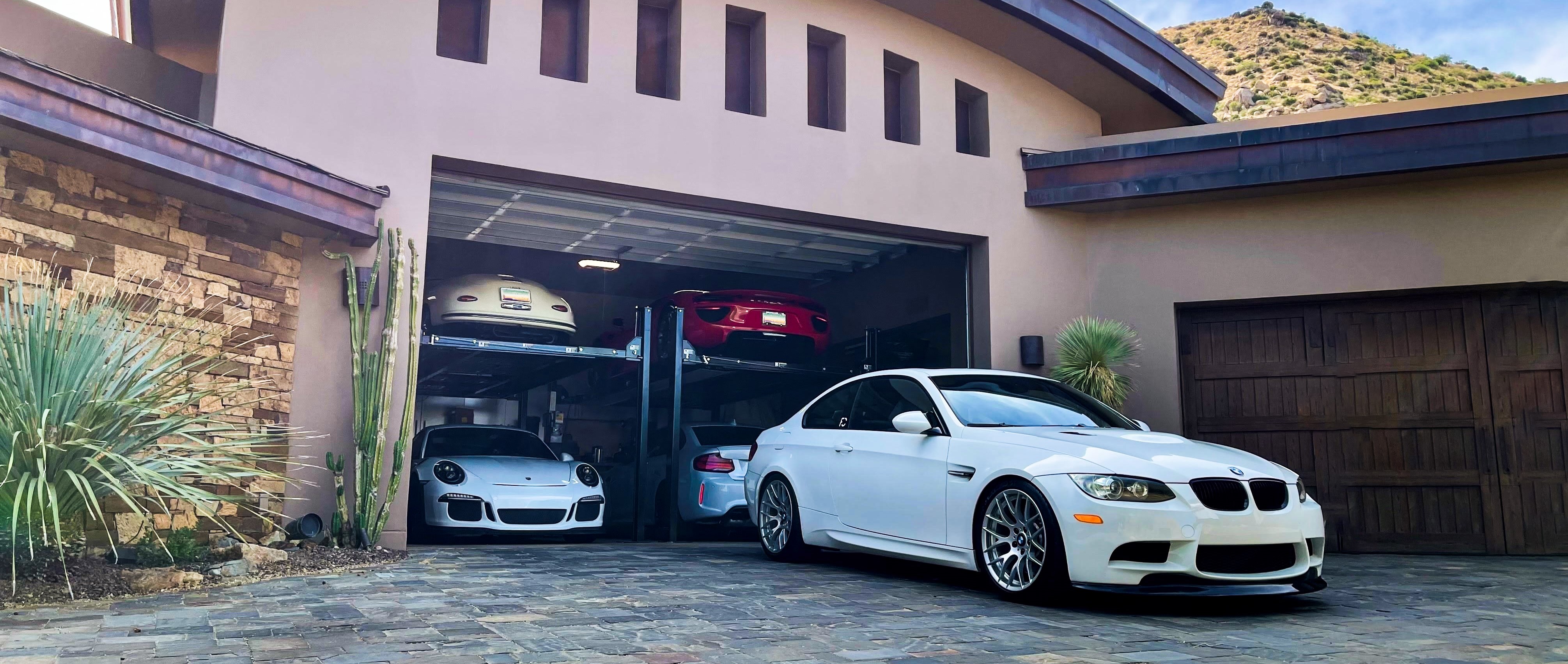 Client garage full of vehicles